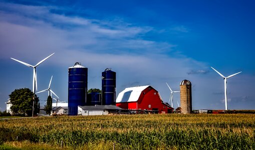 Barn wind turbines energy photo