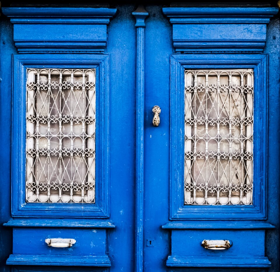 Blue wooden traditional