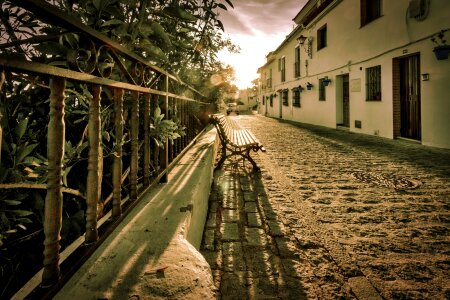 Street pueblo sunset