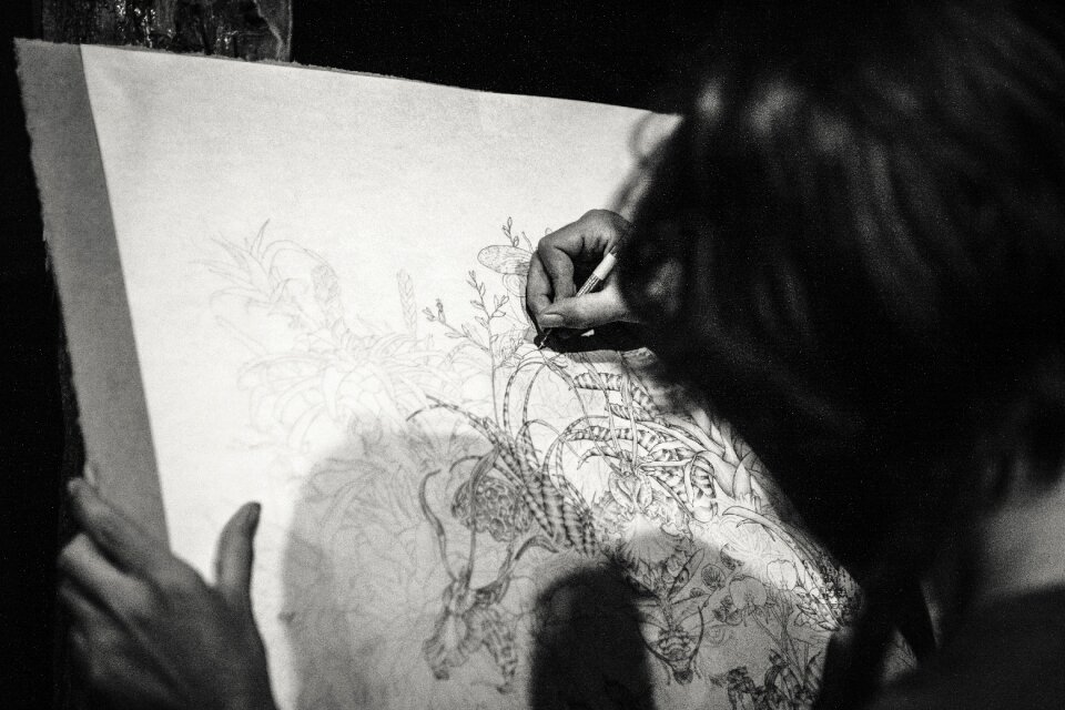 Black and white draw artwork