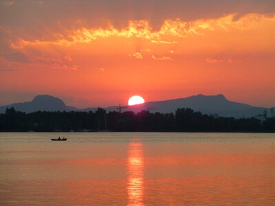 Lake water evening light photo