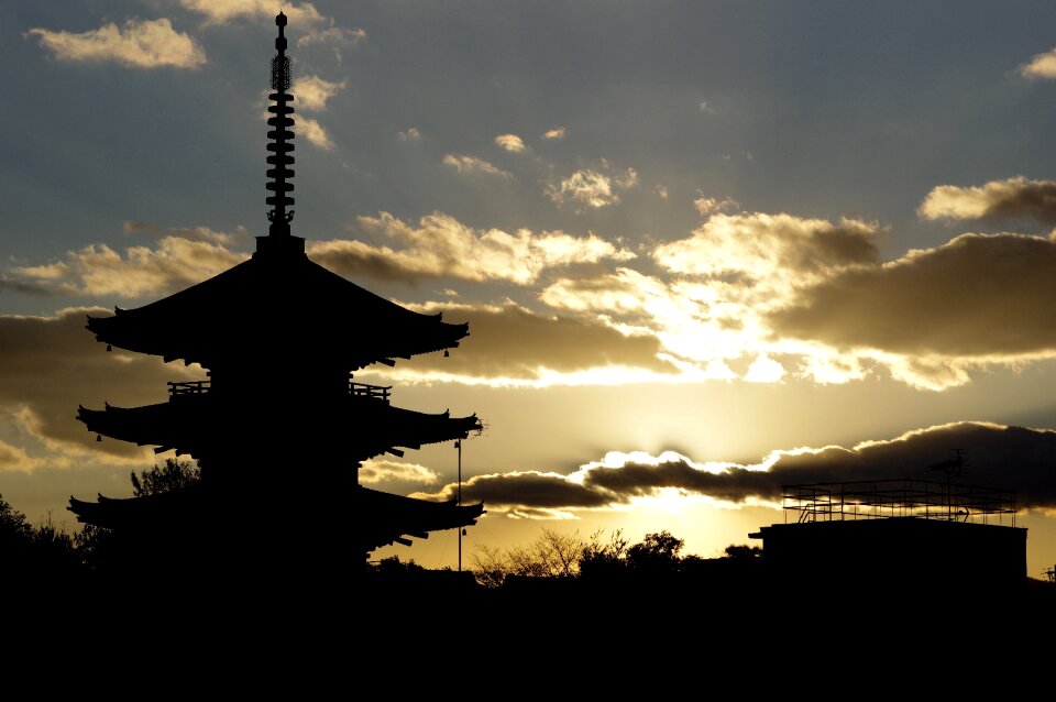 Sunset japan buddhist temple