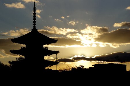 Sunset japan buddhist temple photo