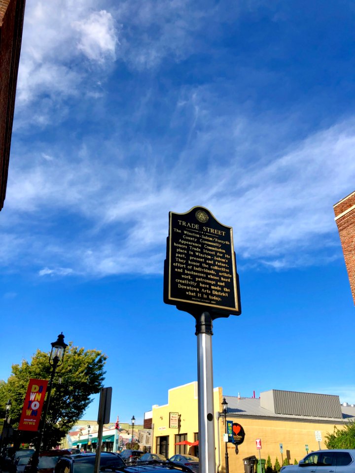 Historical Marker, Trade Street, Winston-Salem, NC 