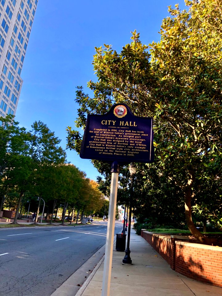 Historical Marker, City Hall, Winston-Salem, NC 