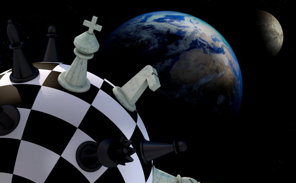 Earth planet chess board