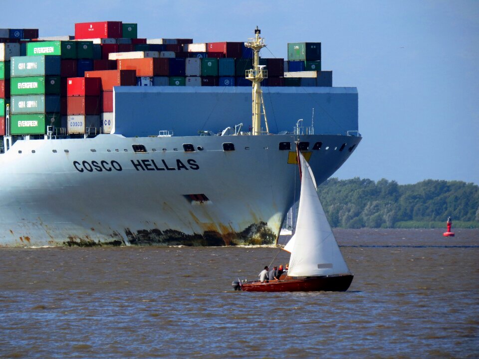 Seafaring port container ship