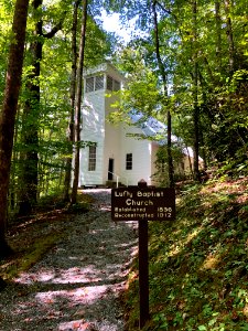 Sign, Smokemont (Oconaluftee) Baptist Church, Great Smoky … 