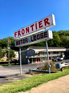Frontier Motor Lodge Sign, Cherokee, NC photo