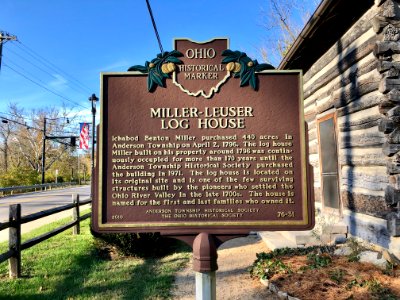 Historical Marker, Miller-Leuser Log House, Anderson Towns… 