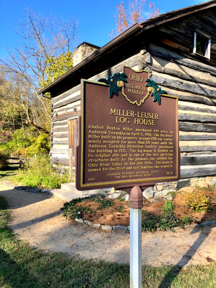 Historical Marker, Miller-Leuser Log House, Anderson Towns… 
