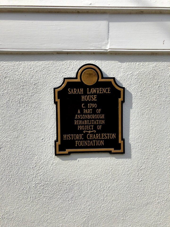 Historical Marker, Sarah Lawrence House, Ansonborough, Cha… 