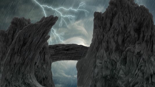 Rain storm lightning