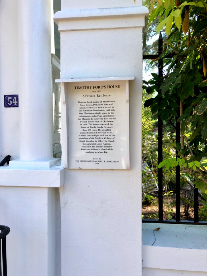 Historical Marker, Timothy Ford House, South of Broad, Cha… 