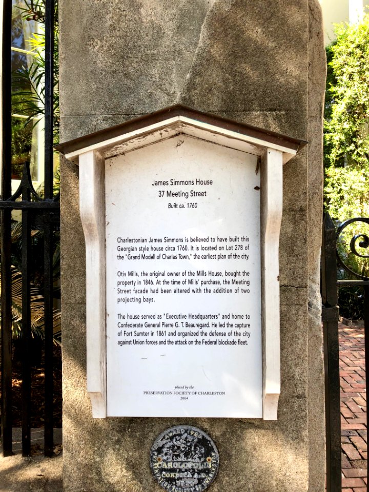 Historical Marker, James Simmons House, South of Broad, Ch… 