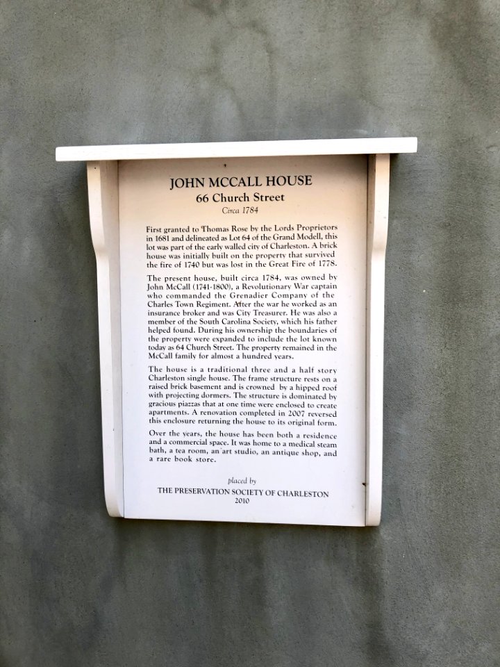 John McCall House, South of Broad, Charleston, SC 