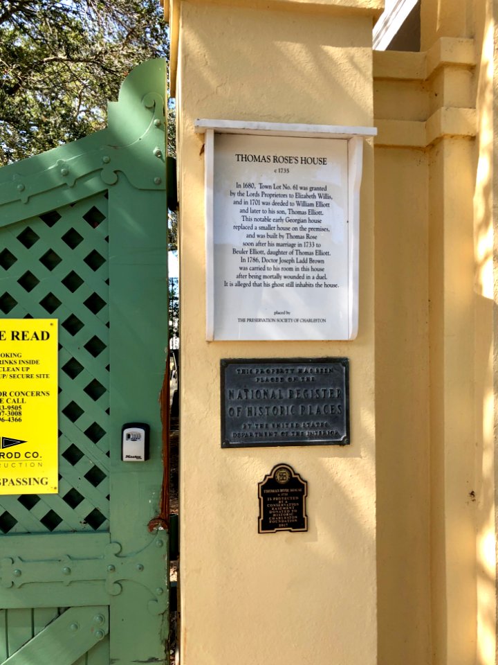 Thomas Rose House, South of Broad, Charleston, SC 