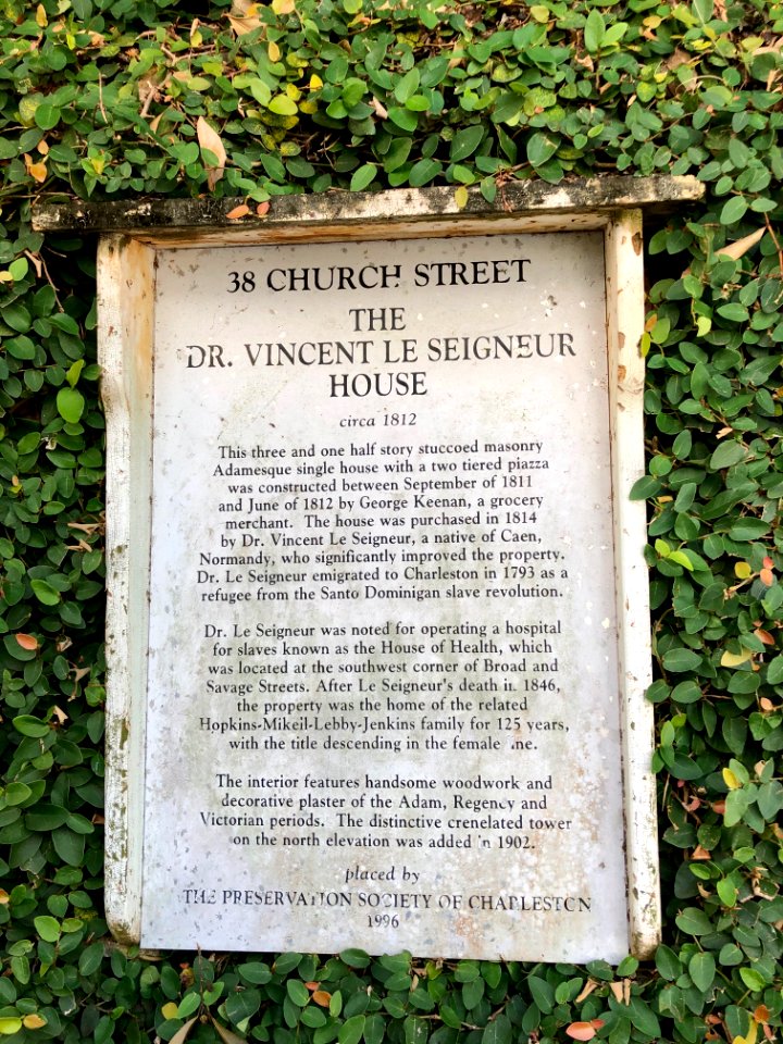 Historical Marker, Dr. Vincent Le Seigneur, House, South o… 