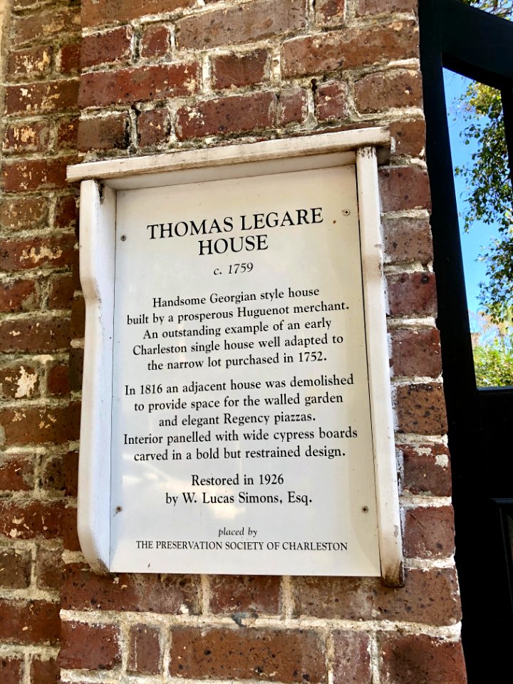 Thomas Legare House, South of Broad, Charleston, SC 