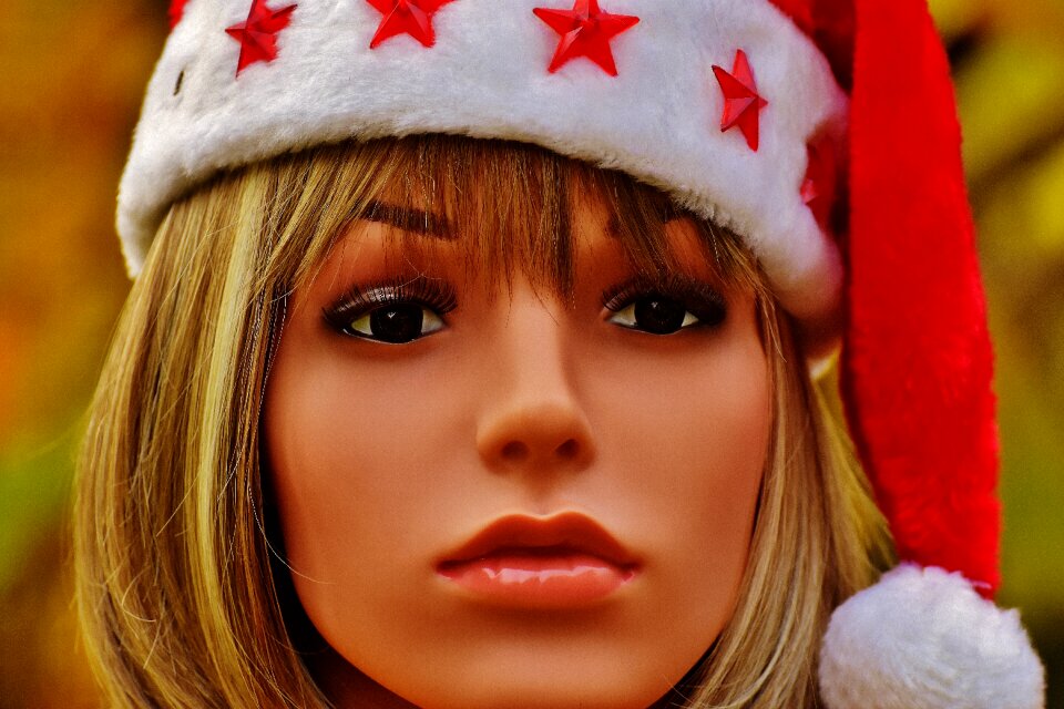 Santa hat face young
