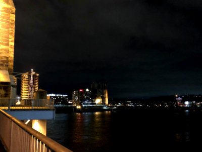 Covington Skyline from the Roebling Bridge, Covington, KY 