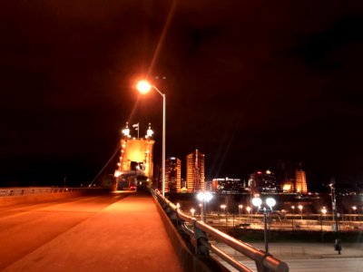 Covington Skyline from the Roebling Bridge, Covington, KY 