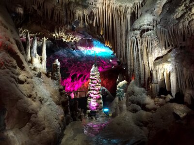 Lighting underground stalactite photo