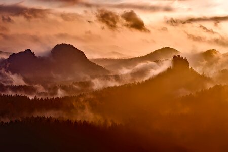 Morning fog mountains photo