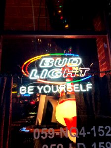 Bud Light Sign, Rosie's Tavern, Bakewell Street, Mainstras… 