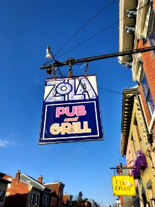 Zola Pub and Grill Sign, Main Street, Mainstrasse Village,… 