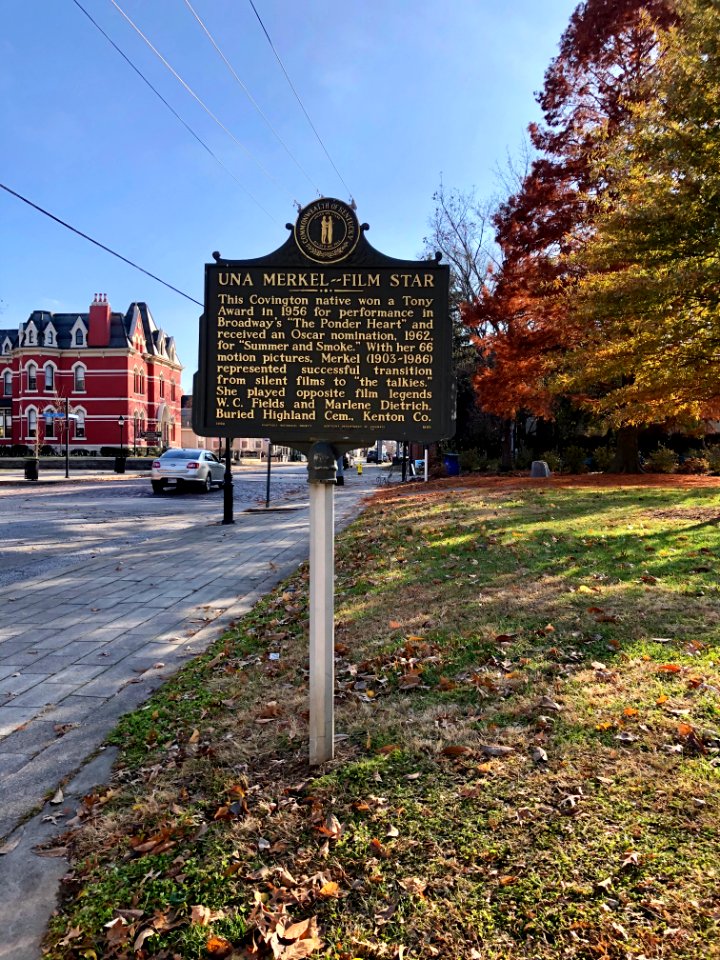 Una Merkel Historical Marker, Goebel Park, Mainstrasse Vil… 