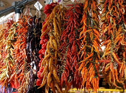 Market stall red pepper paprika photo