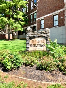 Sign, Holmes High School, Wallace Woods, Covington, KY 