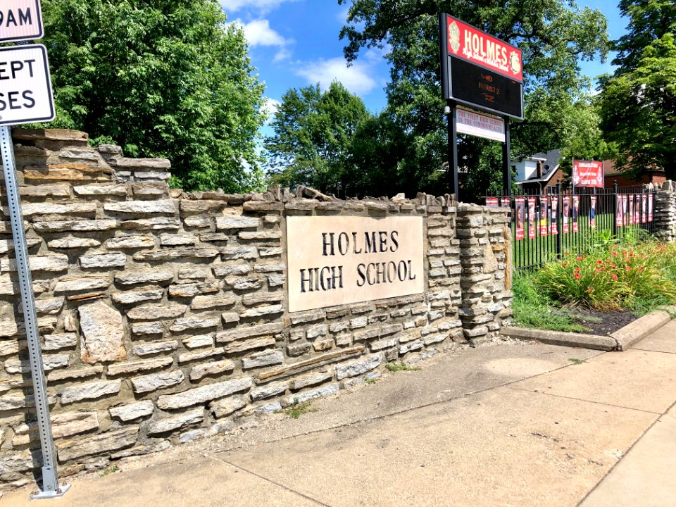 Sign, Holmes High School, Wallace Woods, Covington, KY 