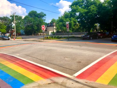 Rainbow Crosswalk, Bakewell Street and 7th Street, Mainstr… 