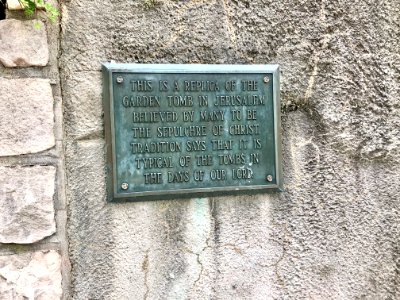 Plaque, Replica of Christ’s Tomb, Garden of Hope, Peaselbu… 