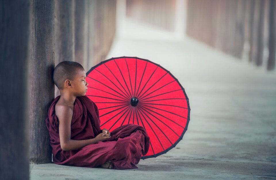 Umbrella asia boy