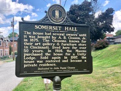 Historical Marker, Somerset Hall, Somerset Street, Ludlow,… 