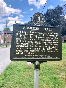 Historical Marker, Somerset Hall, Somerset Street, Ludlow,… 
