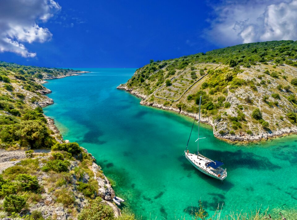 Sailing boat sailing landscape
