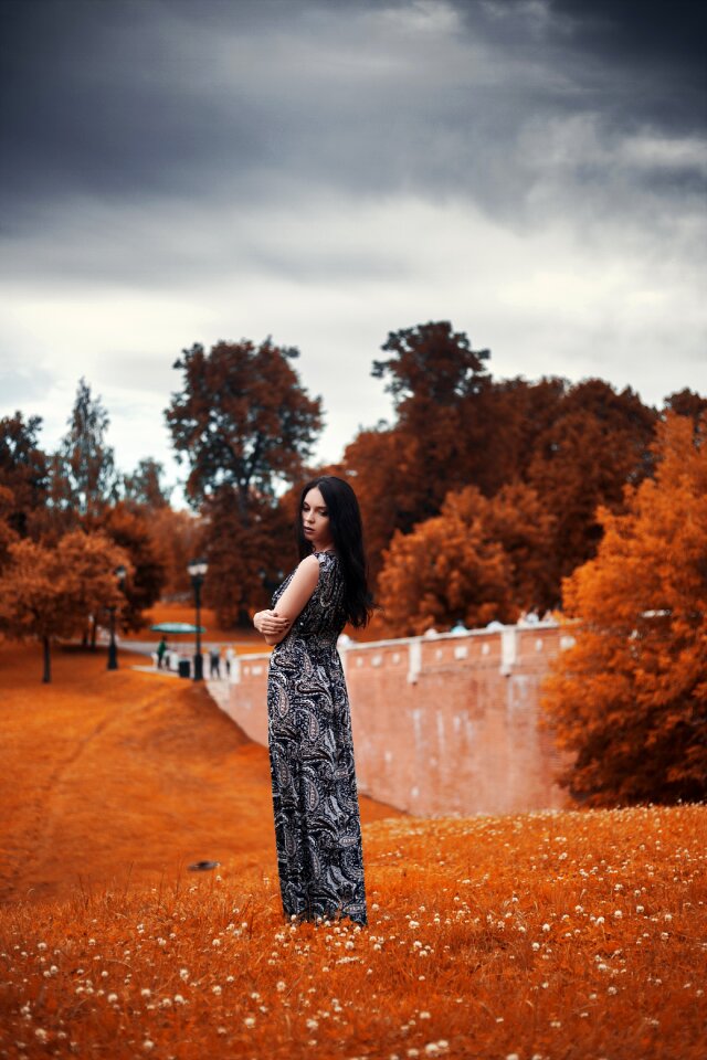Girl long hair dress