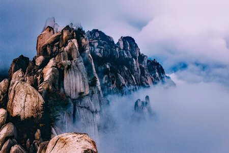 Clouds fog peaks photo