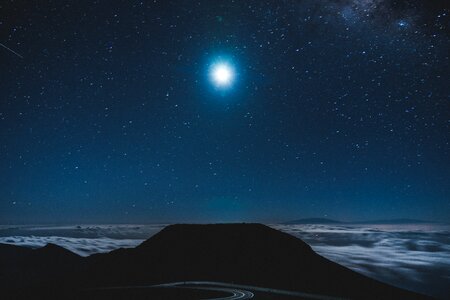 Sky blue moon blue night photo