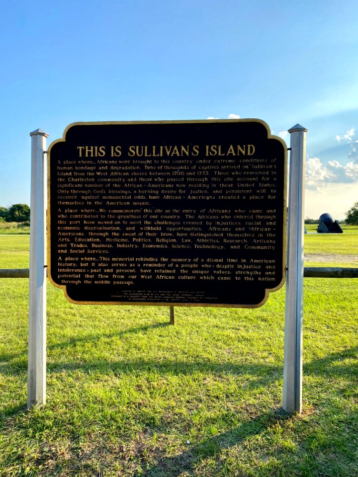 Historical Slave Trade Marker, Fort Moultrie, Poe Avenue, … 
