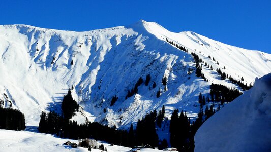 Wintry alpine ski area photo