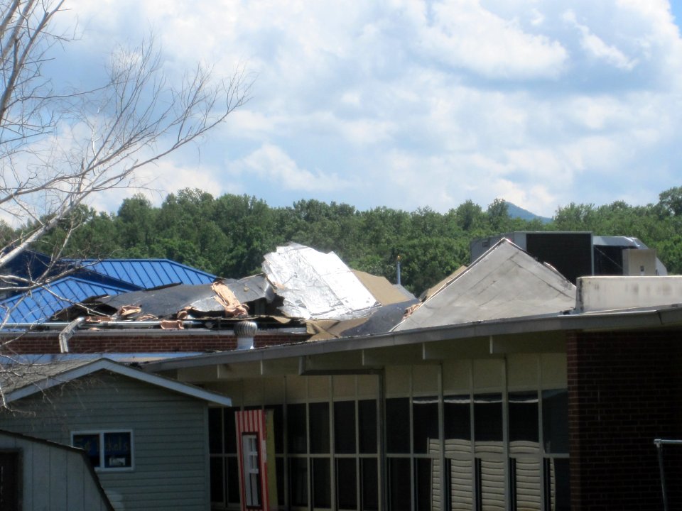 SMHS Library Roof Torn Off by Wind 