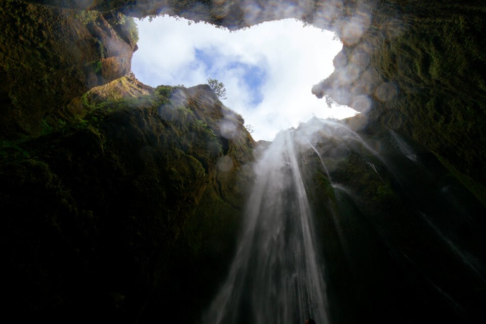 Inside deep down looking up