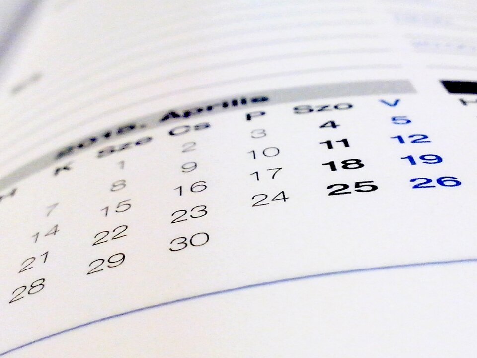 Book calendar paper