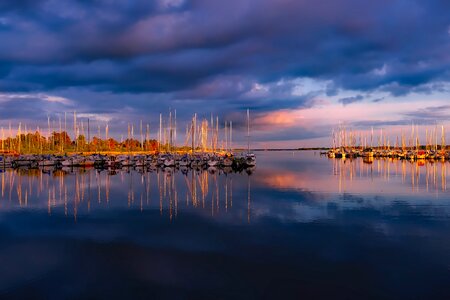 Sunset dusk boats