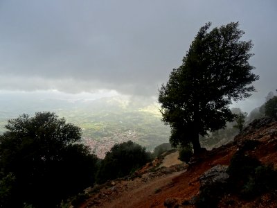 Oliena, le vent froid souffle en rafales, et les nuages so… 